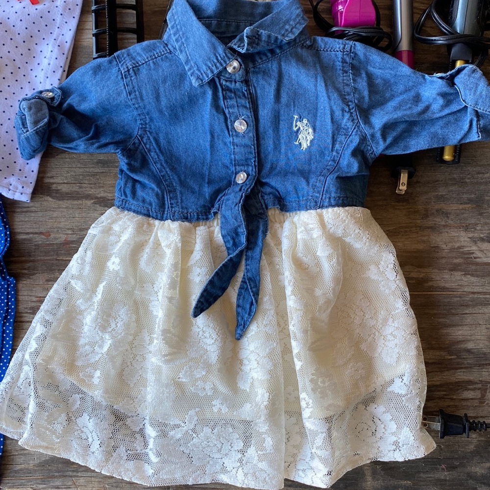 Girl’s Baby Denim U.S. Polo Assn Dress in 12M